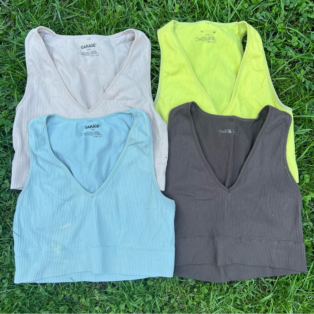 Garage V Neck Crop Tops